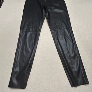 Zara Black Leather-biker Style pants Sixe M slim ankles with zippered side slits